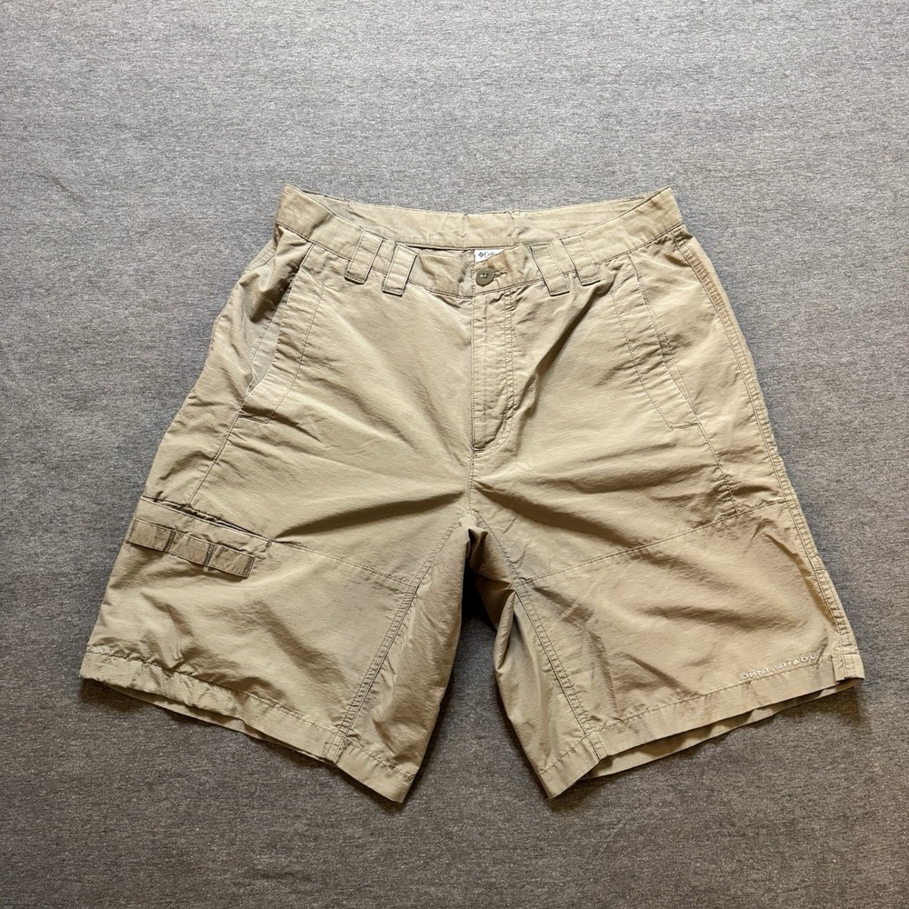 Columbia PFG Omni-Shade Men's Cargo Shorts Beige Tan Ripstop Hiking Fish Size 32
